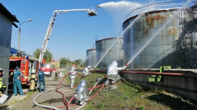 В Липецке на Северо-Западной котельной «Квадры» тренировались тушить резервуары с топливом
